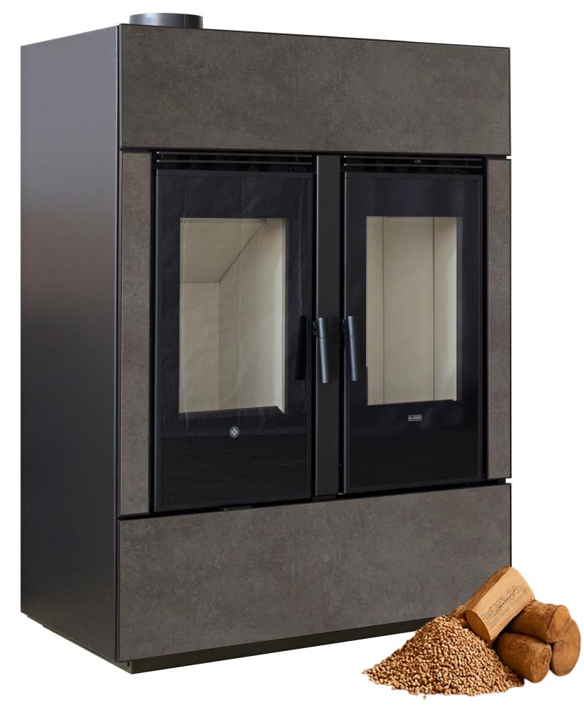 Klover DUAL AIR Hybrid Kombi Kaminofen Holz Pellet Moka Stone/Stahl 17,81 kw Klover DUAL AIR Hybrid Kombi Kaminofen Holz Pellet Moka Stone/Stahl 17,81 kw